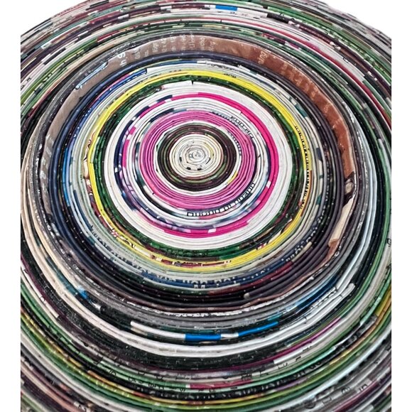Handmade Upcycled Magazine Paper Basket Plate Multicolored 10.5" Dia X 2" - Picture 8 of 8